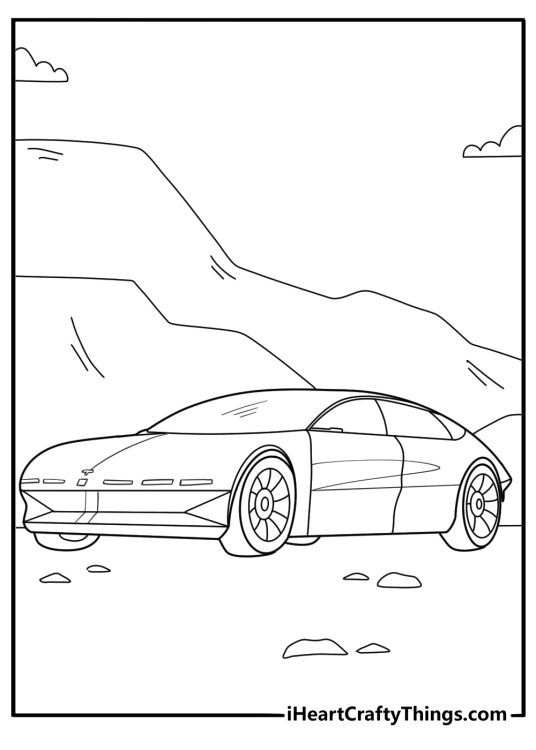 futuristic Tesla car design concept simple coloring page