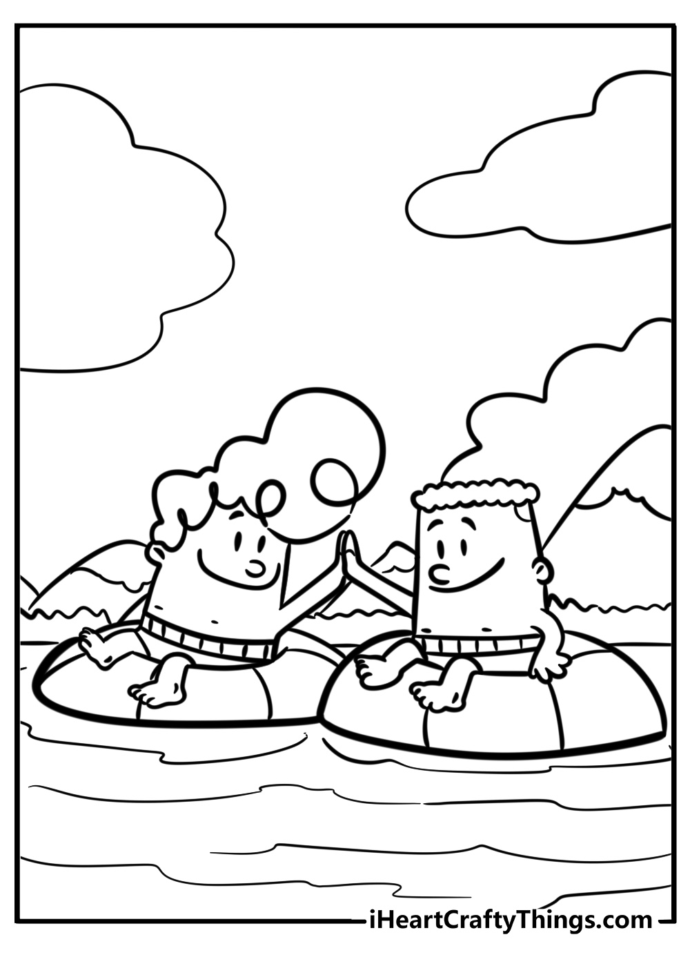 George and harold celebrating their latest prank free coloring page