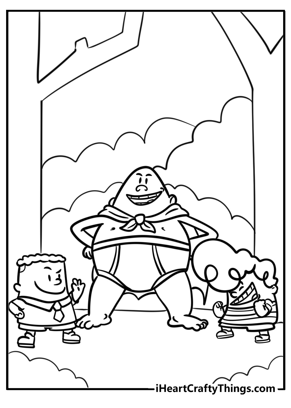 George and harold cheering for captain underpants fun coloring sheet