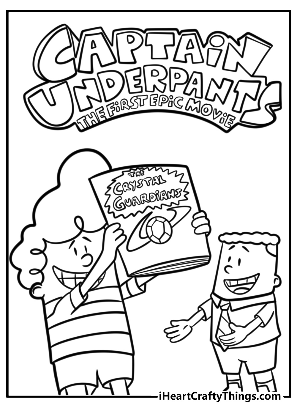 George and harold holding their comic books detailed coloring sheet