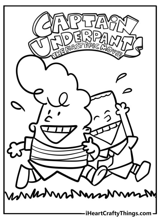 George and harold laughing at their prank detailed coloring sheet