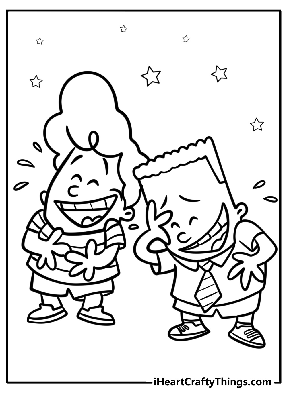 George and harold making jokes printable coloring page