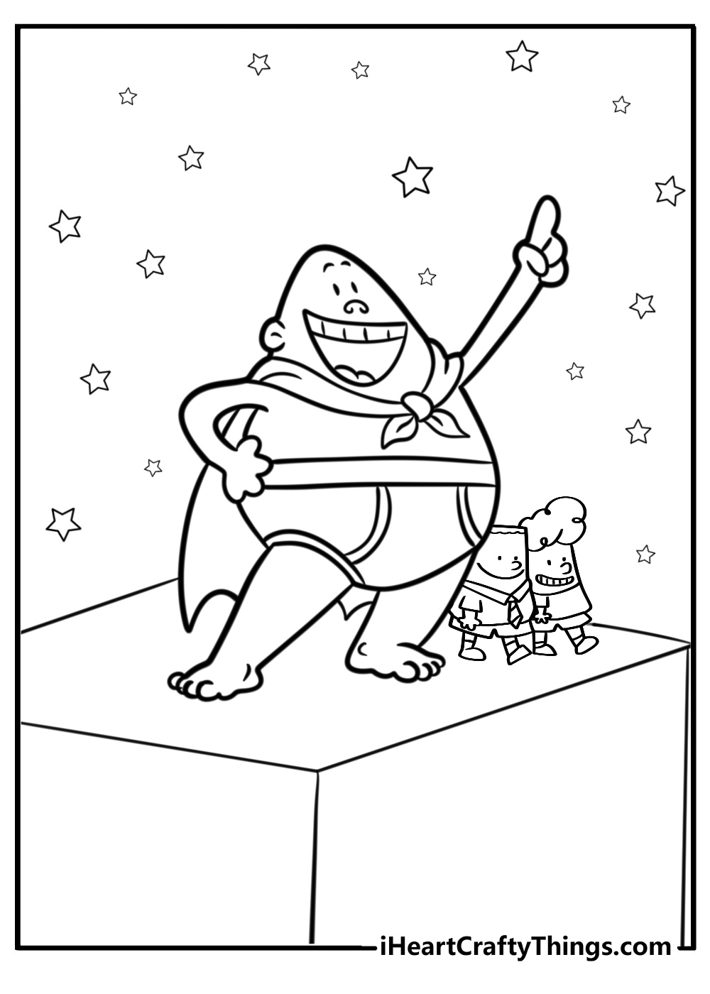 George and harold thinking up a new plan printable coloring page