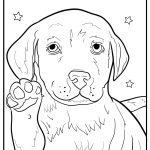 Golden retriever puppy giving a paw fun coloring sheet