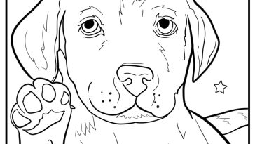 Golden retriever puppy giving a paw fun coloring sheet