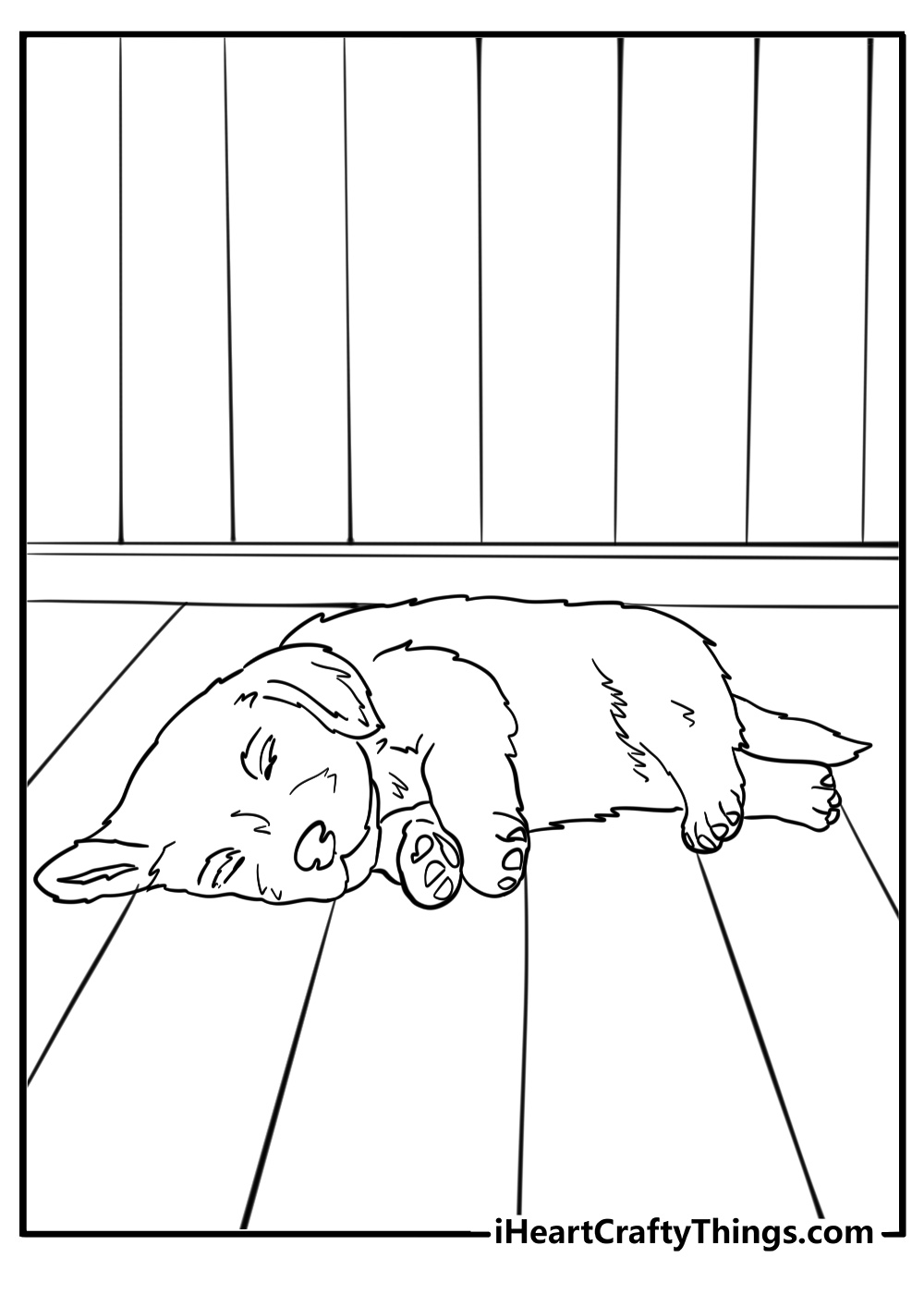 Golden retriever puppy  sleeping free printable coloring page