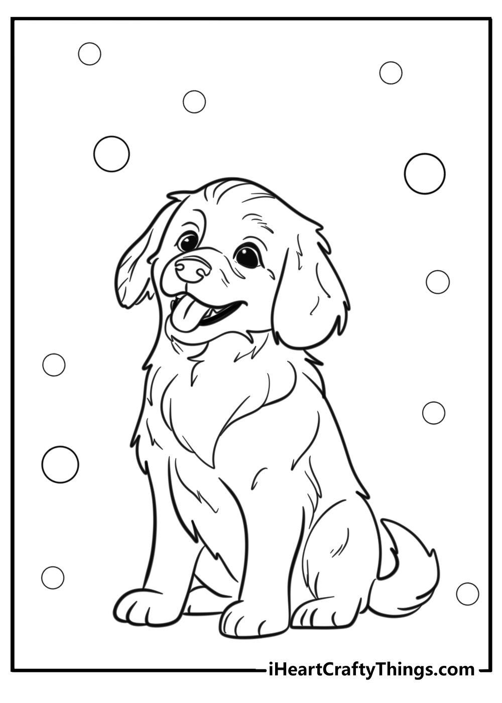 Golden retriever puppy with floppy ears coloring page