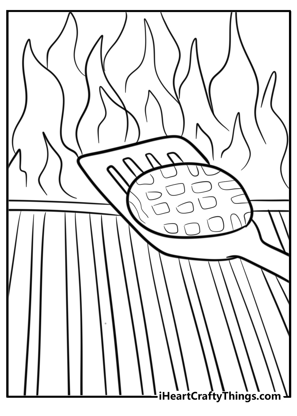 Hamburger on a grill fun printable coloring sheet