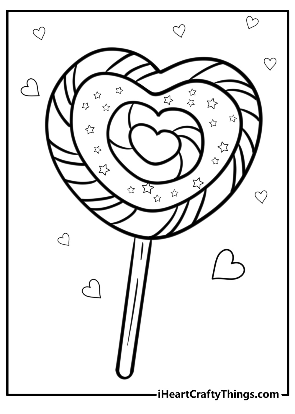 Heart shaped lollipop coloring page