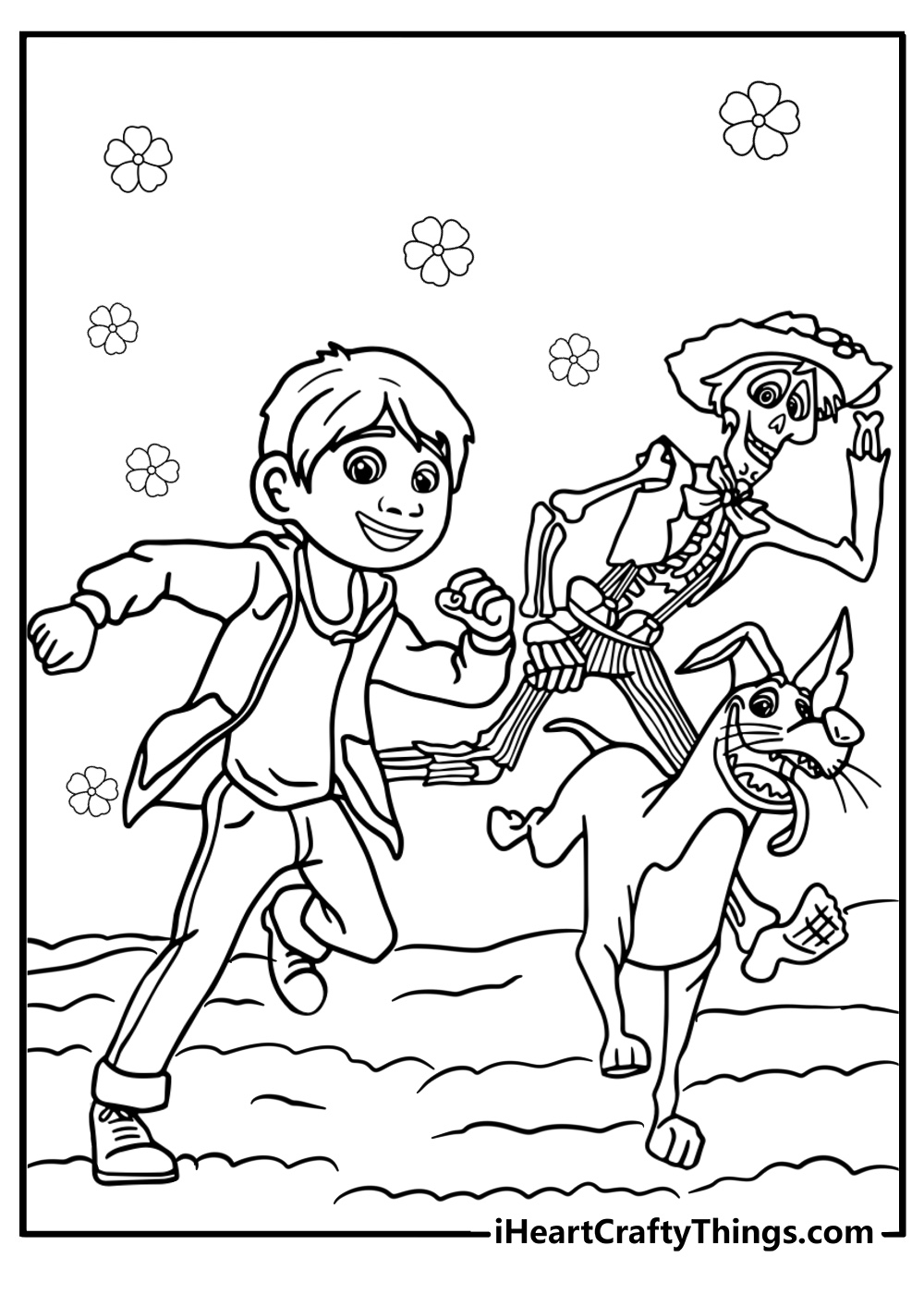 Hector and dante in the land of the dead detailed coloring sheet