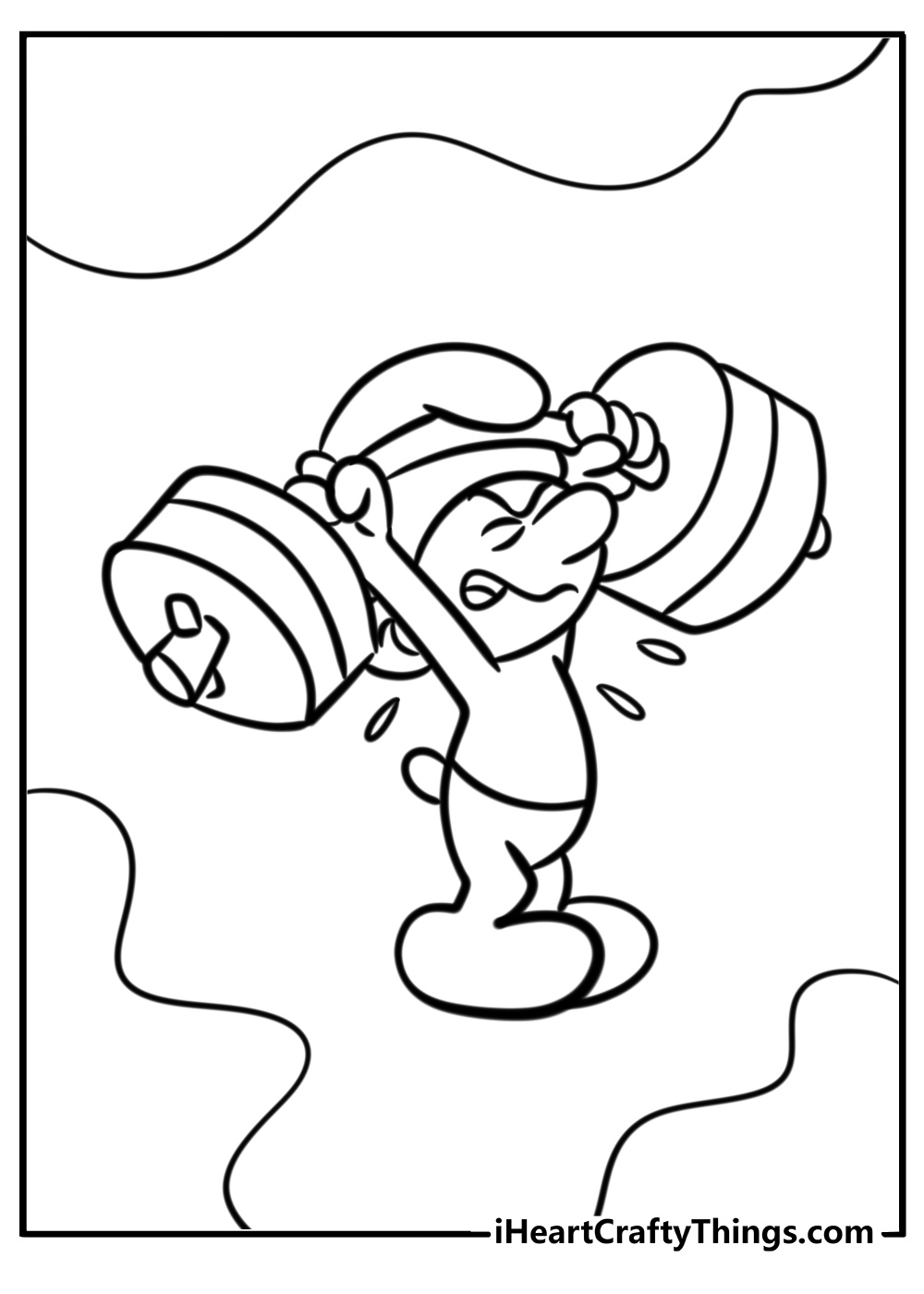 Hefty smurf lifting weights fun coloring sheet