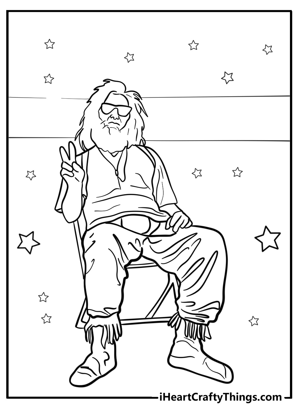 Hippie at a music festival printable coloring page