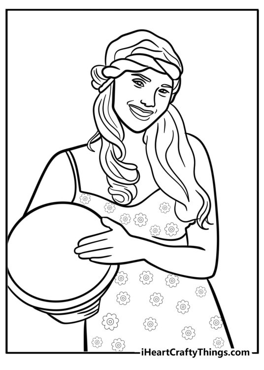 Hippie playing a drum free coloring page pdf