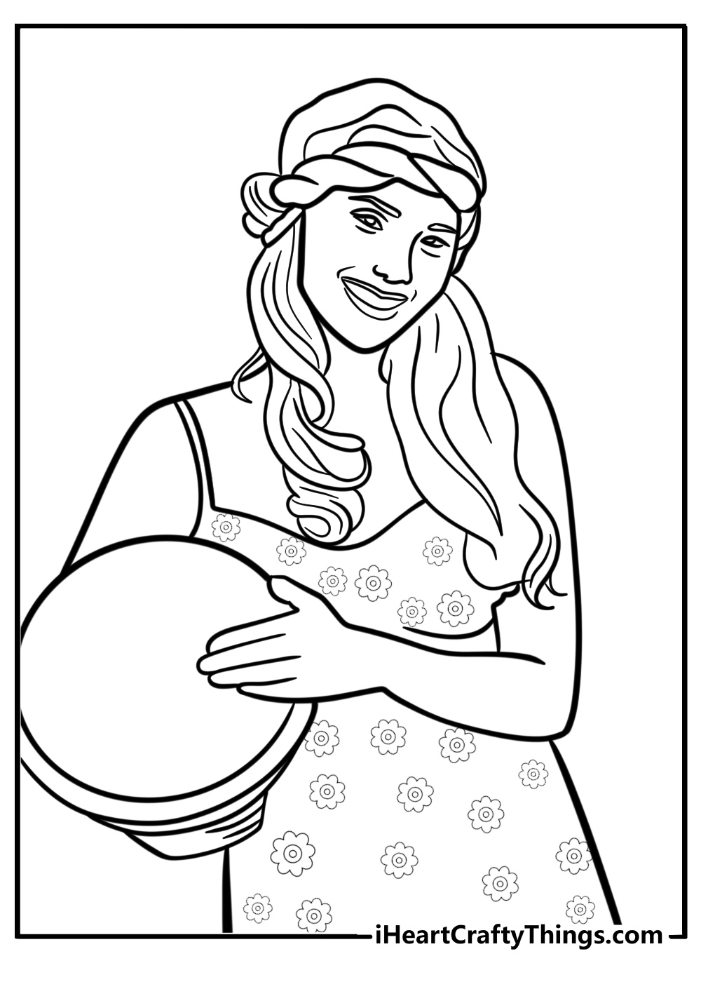 Hippie playing a drum free coloring page pdf