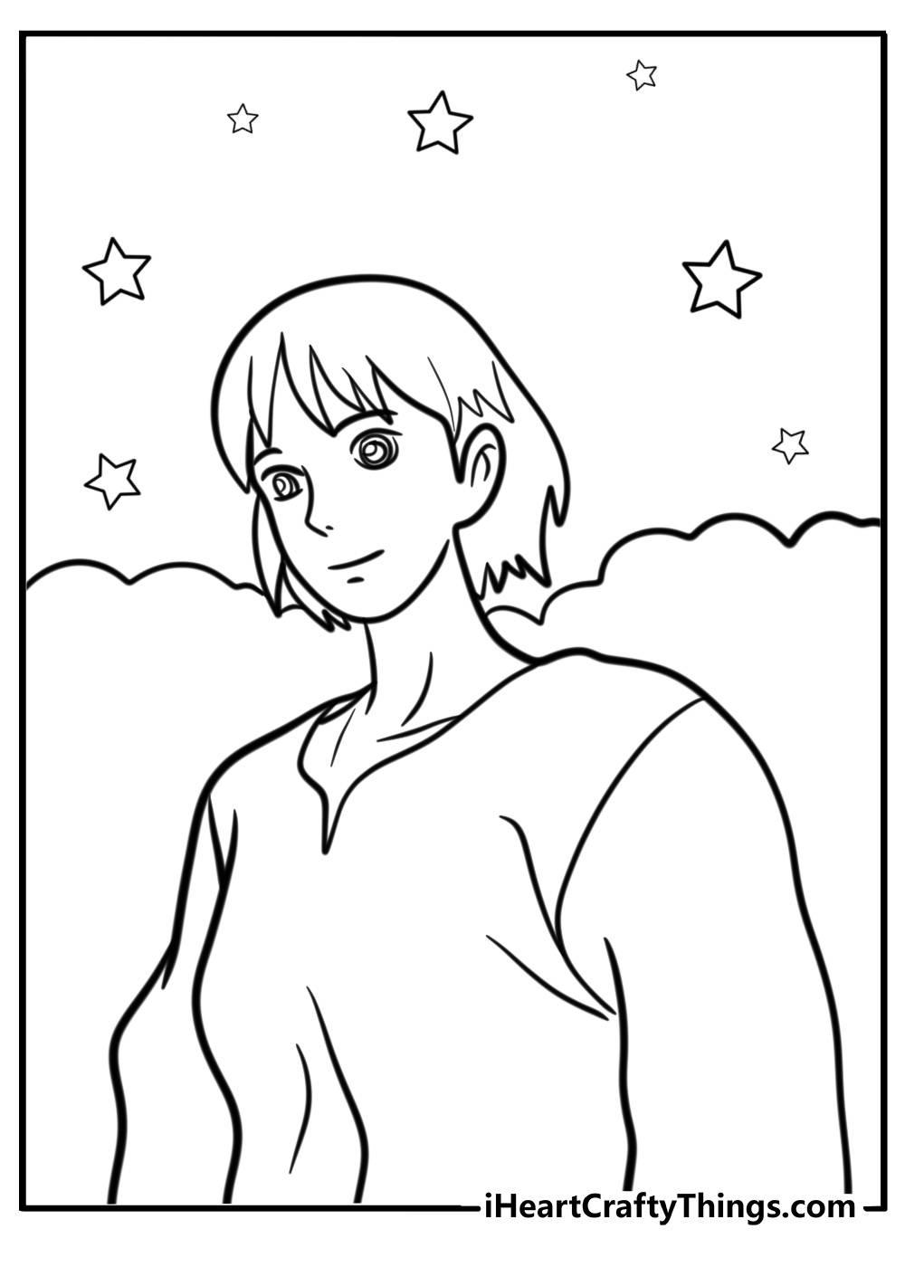 Howl in his human form detailed coloring sheet