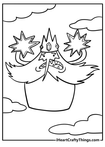 Ice king casting a spell detailed adventure time coloring sheet