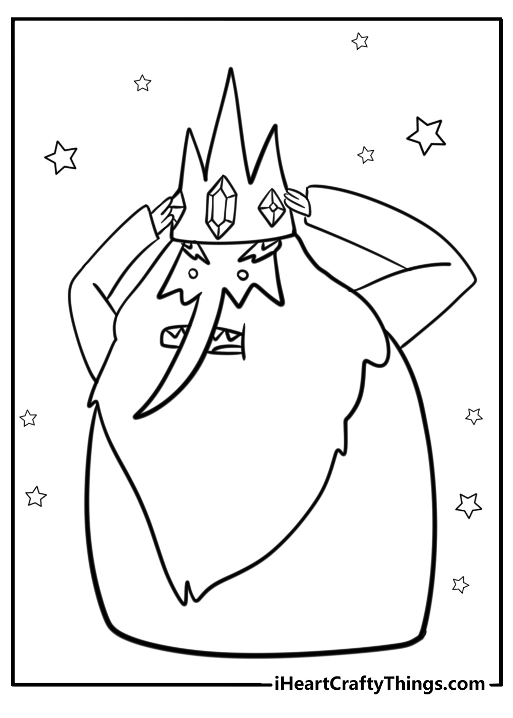 Ice king holding his magic crown free printable coloring page