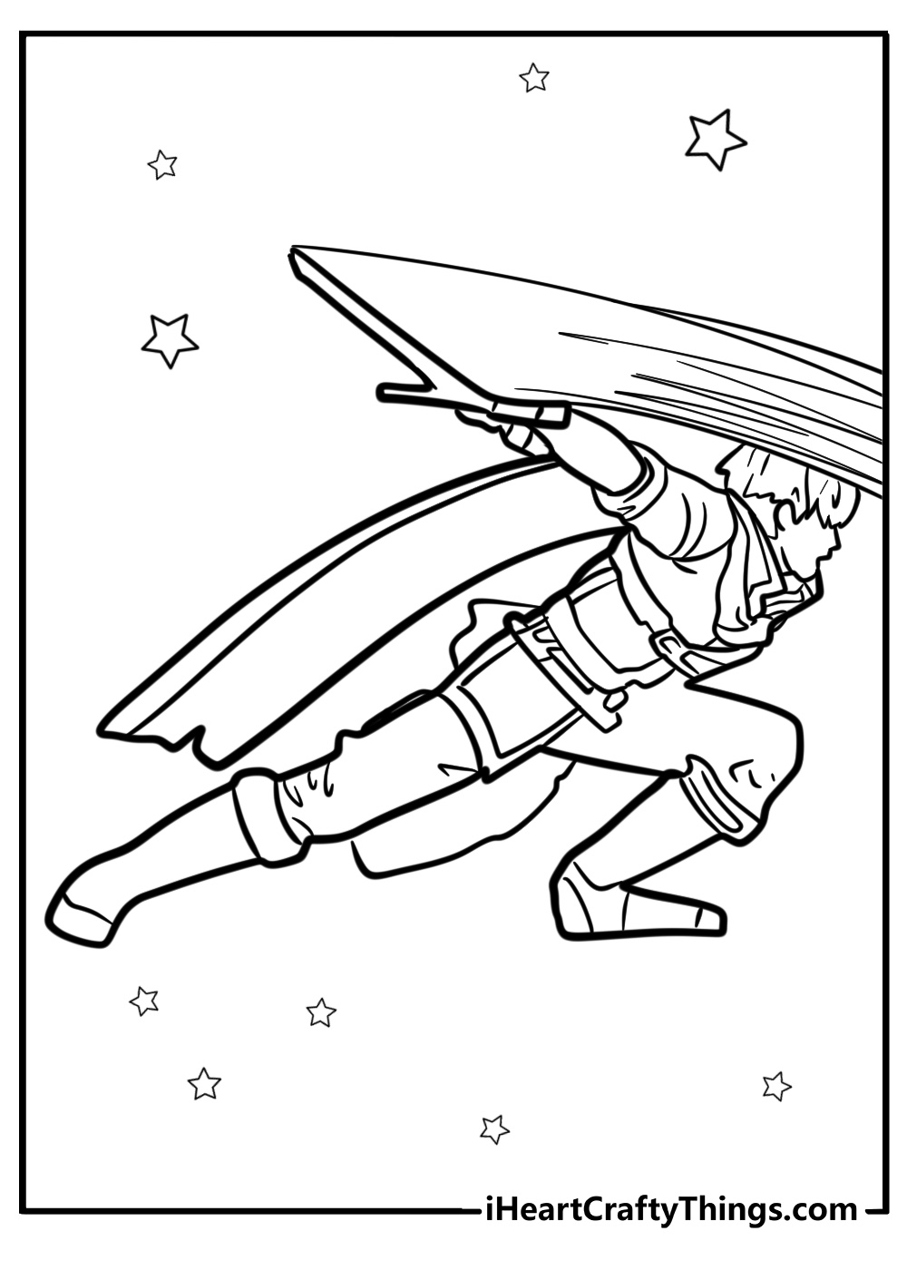 Ike swinging his sword fun printable coloring sheet