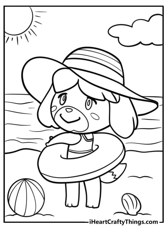 Isabelle enjoying a sunny day free coloring page pdf