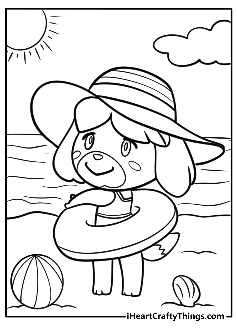 Isabelle enjoying a sunny day free coloring page pdf