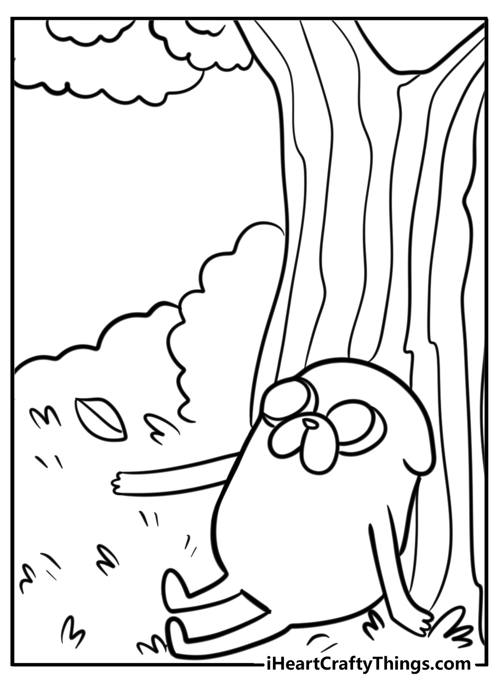 Jake relaxing under a tree free coloring page pdf