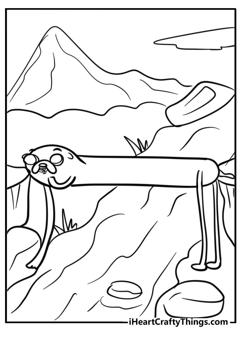 Jake transforming into a bridge detailed coloring sheet