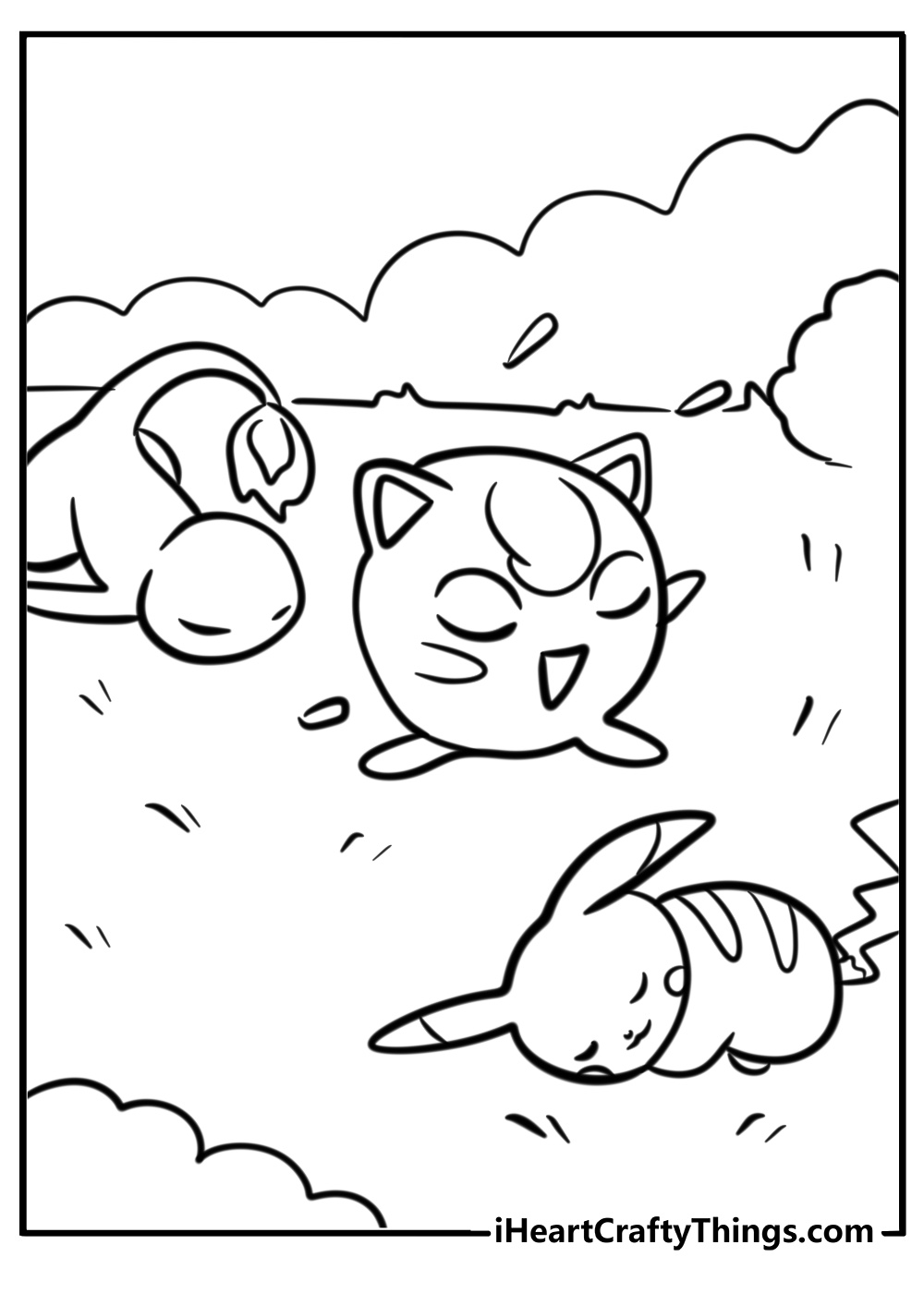 Jigglypuff singing to put enemies to sleep detailed coloring sheet