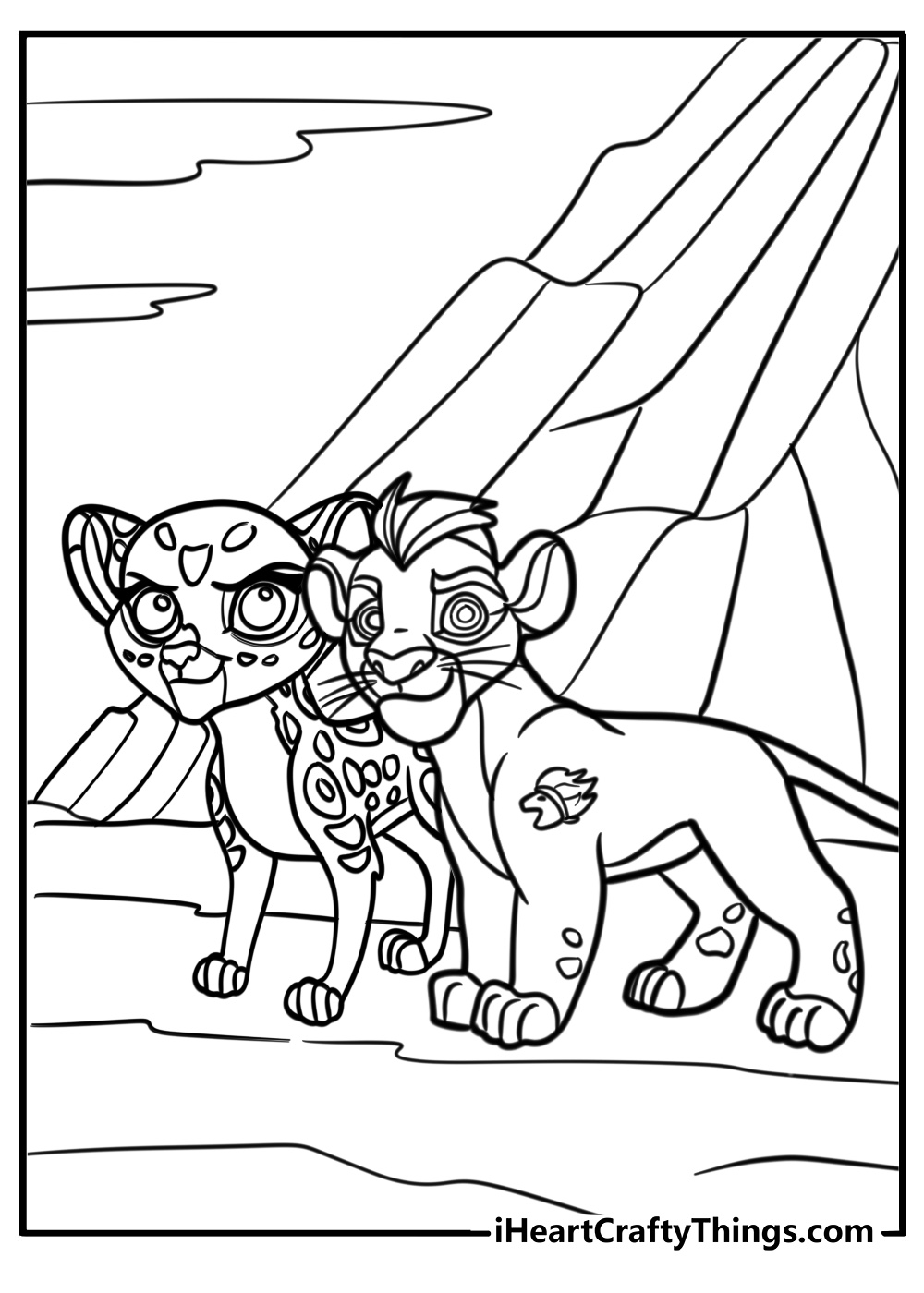 Kion and fuli standing together printable coloring page