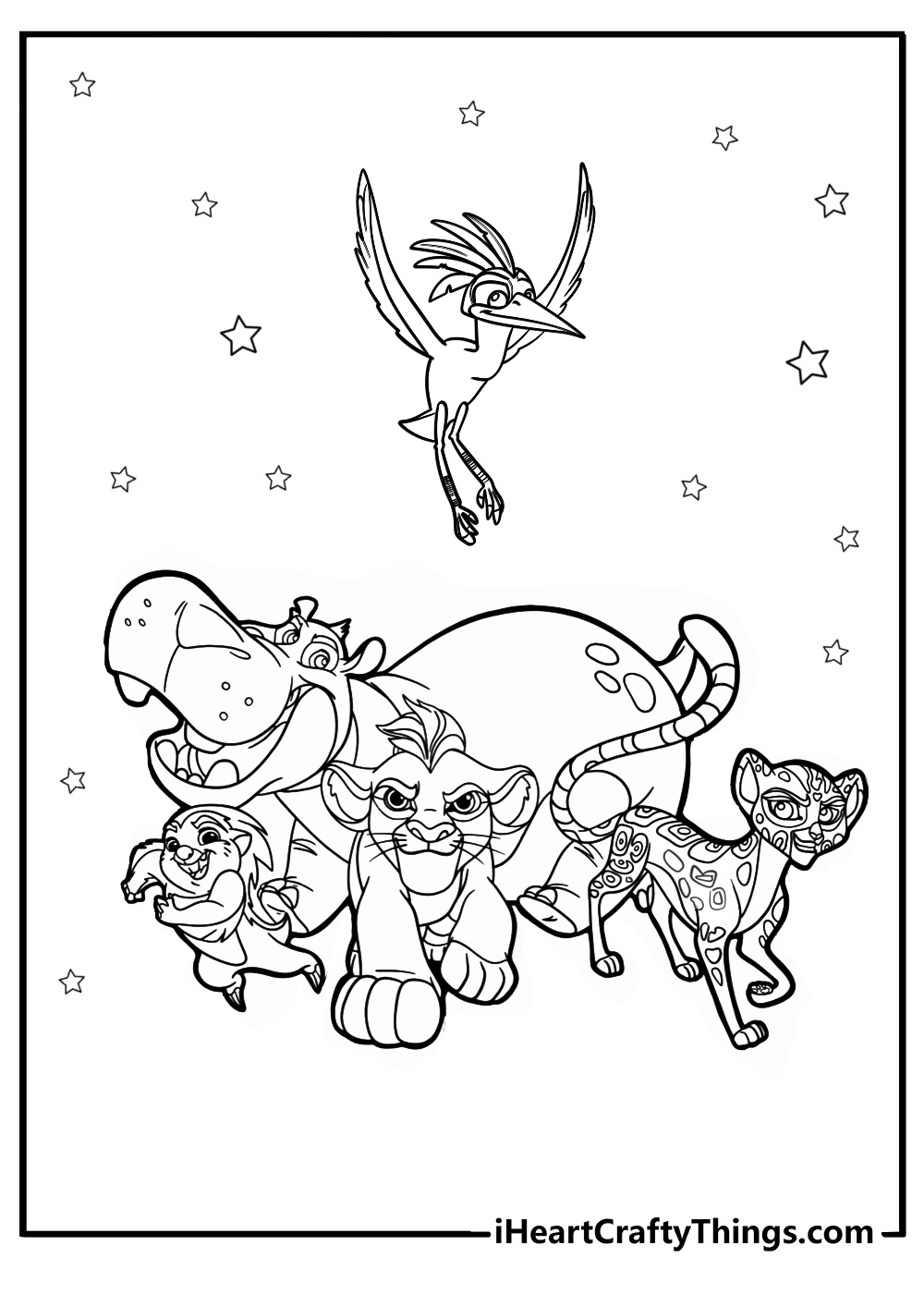 Kion and his lion guard team free coloring page pdf