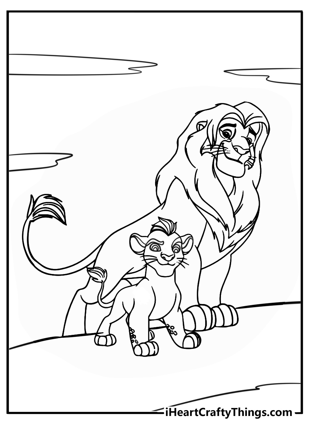 Kion with his father simba free coloring page pdf