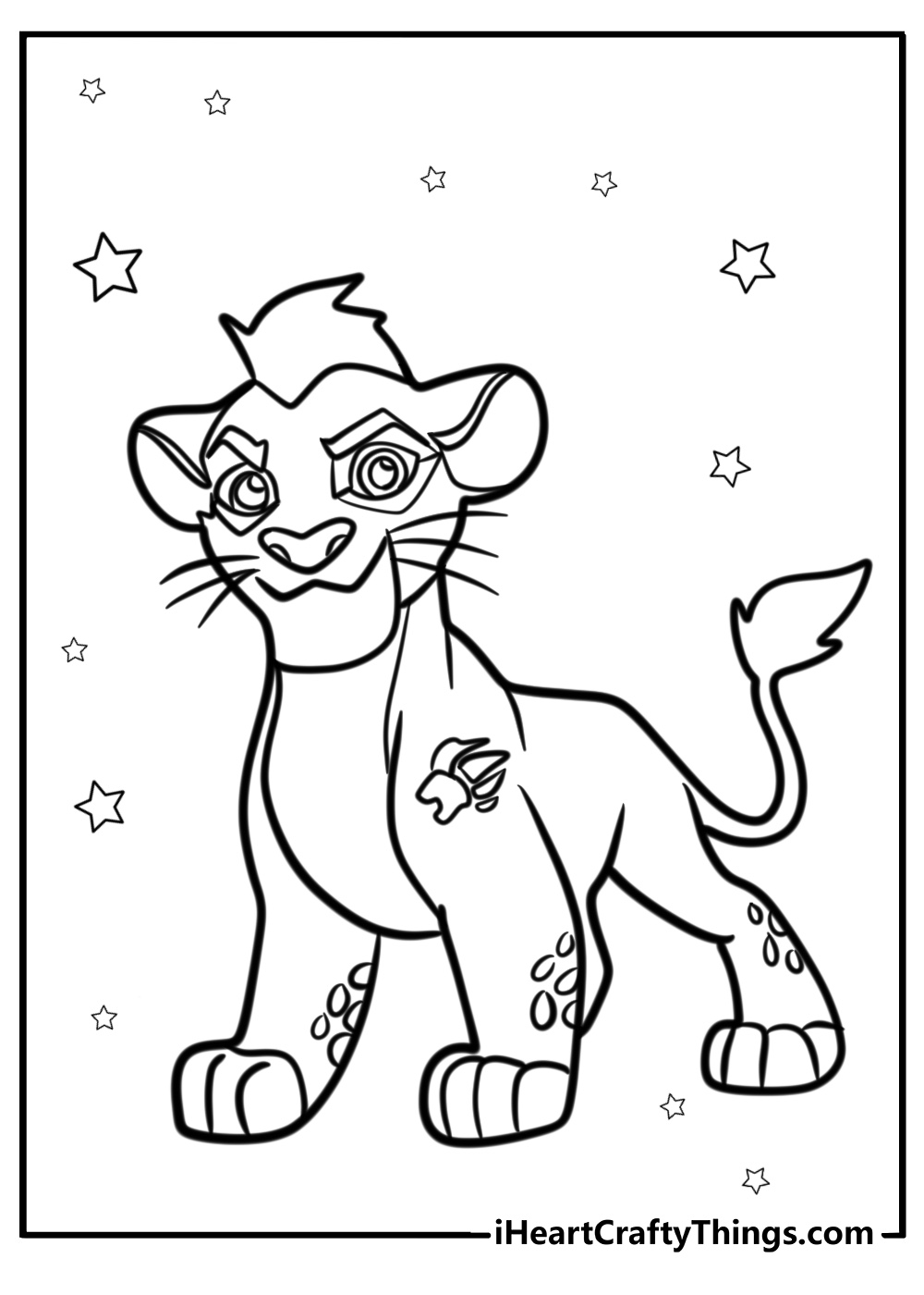 Kion with his lion guard mark printable coloring page