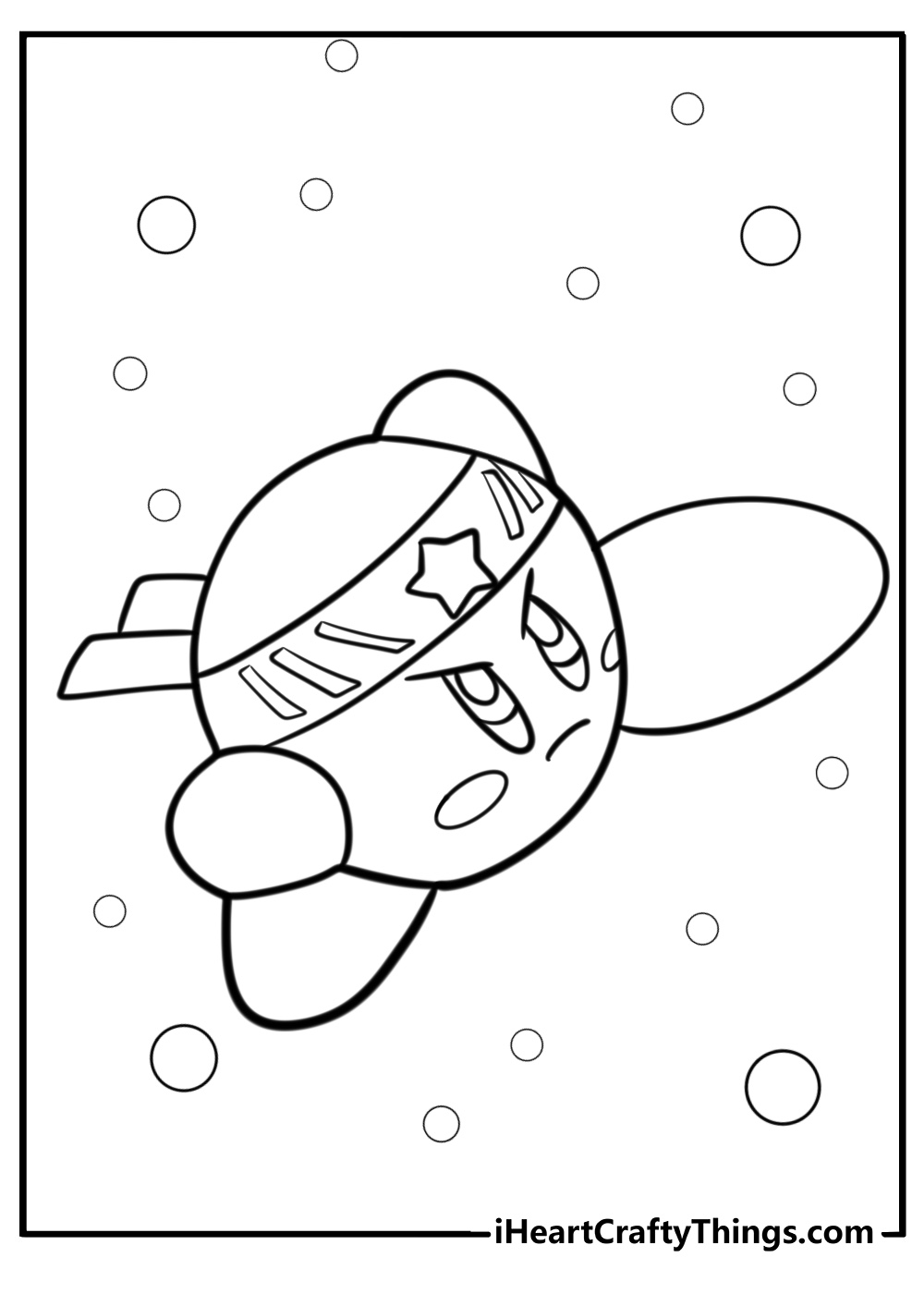 Kirby in fighting stance fun printable smash bros coloring sheet