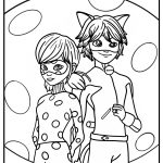 Ladybug and cat noir free coloring page pdf