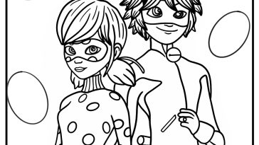 Ladybug and cat noir free coloring page pdf