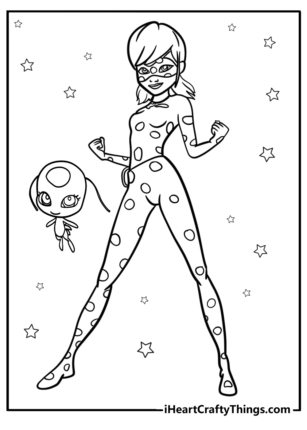 Ladybug and tikki together free printable coloring page