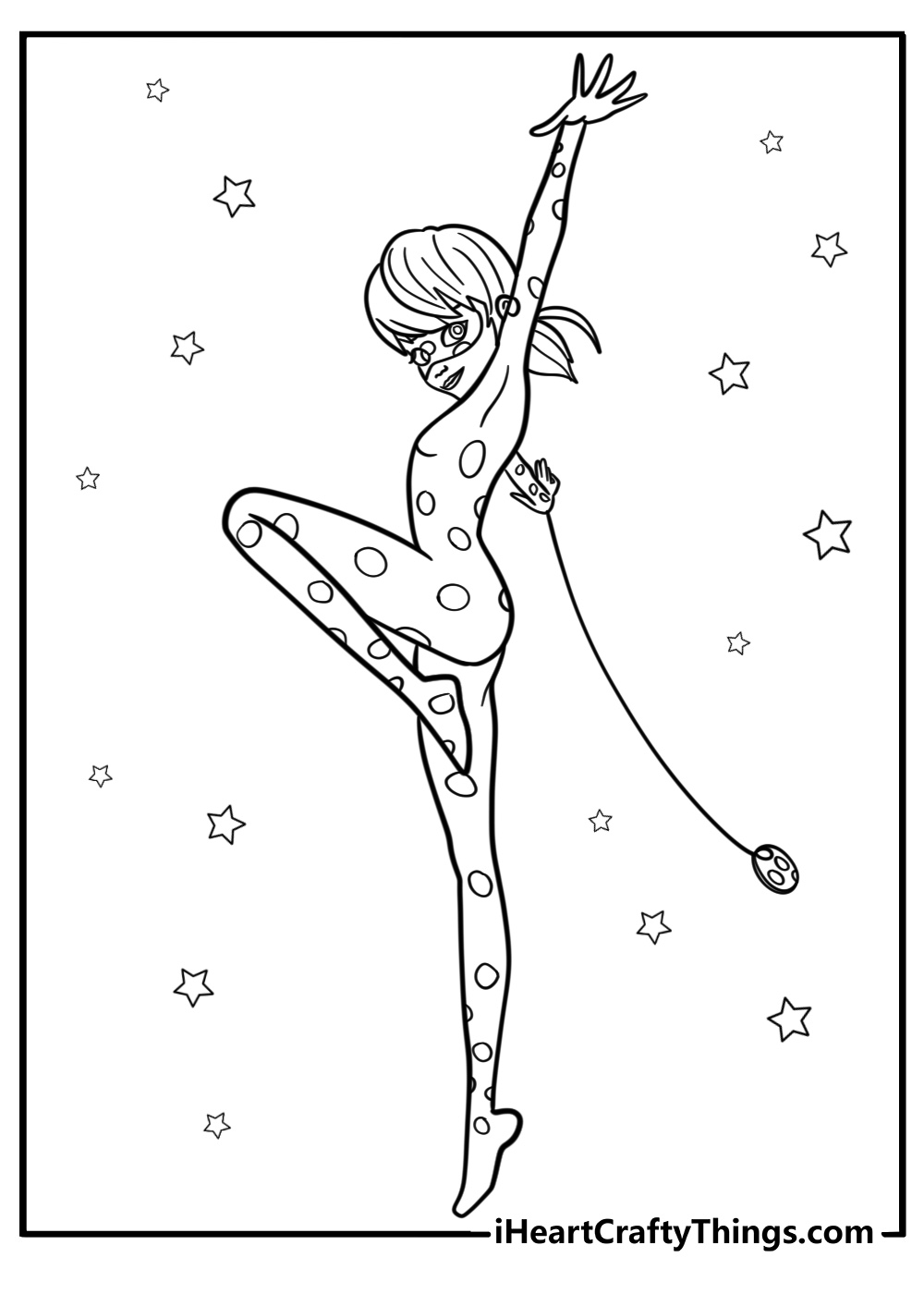 Ladybug in her superhero pose coloring sheet