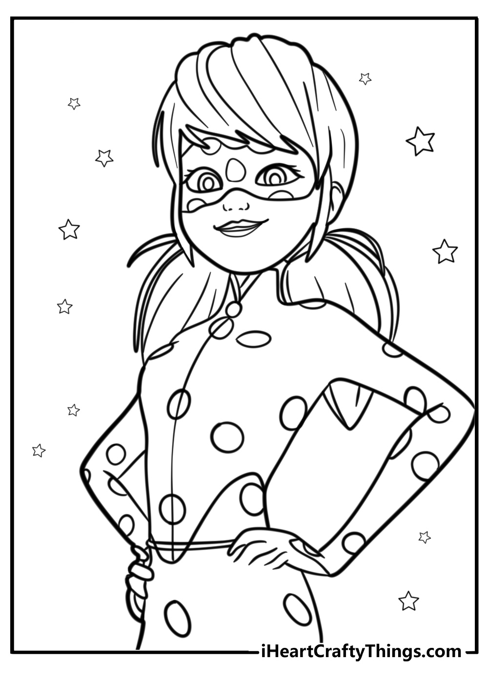 Ladybug smiling and ready for adventure coloring page