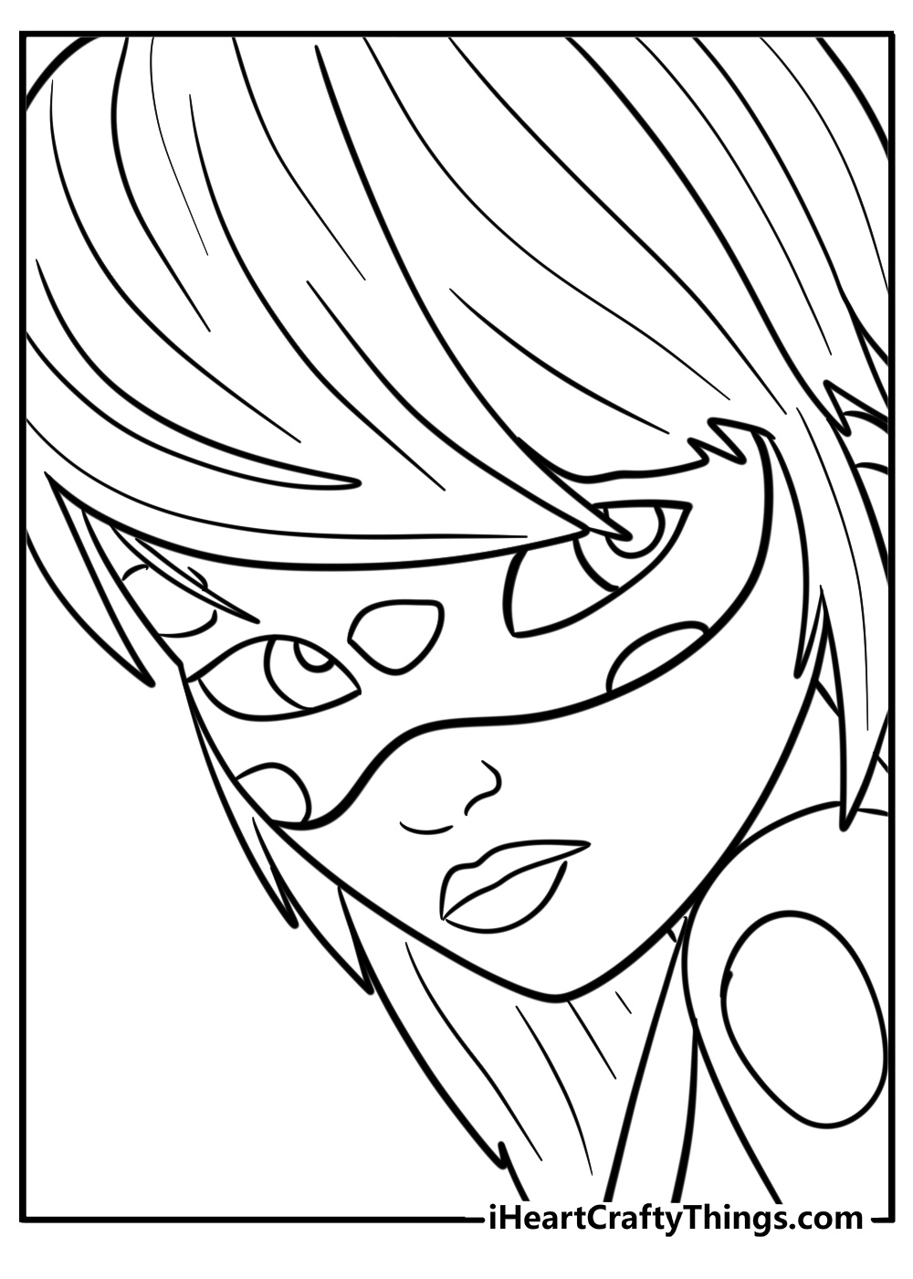 Ladybug with a determined look detailed coloring sheet