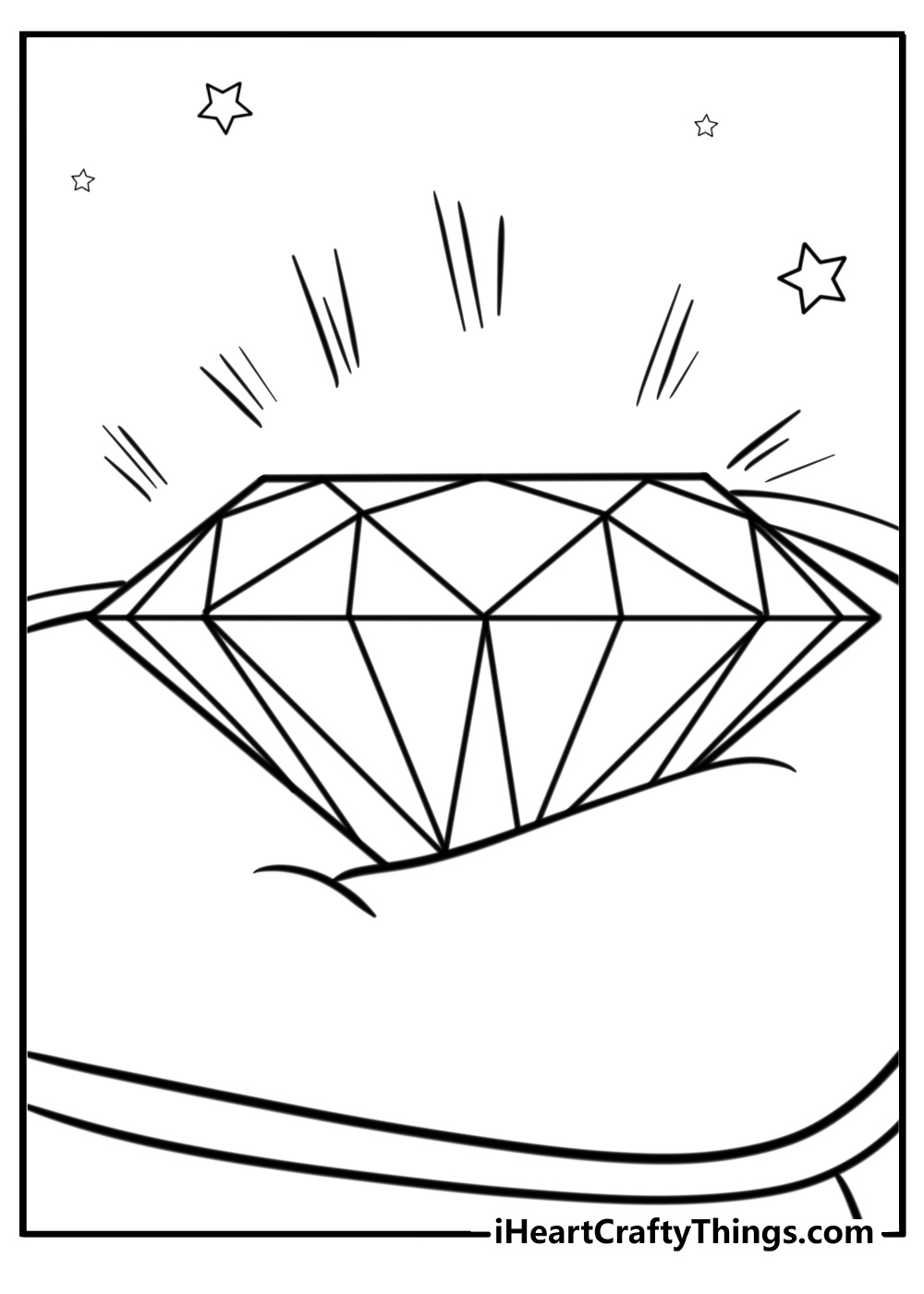 Large diamond resting on a cushion free coloring page pdf