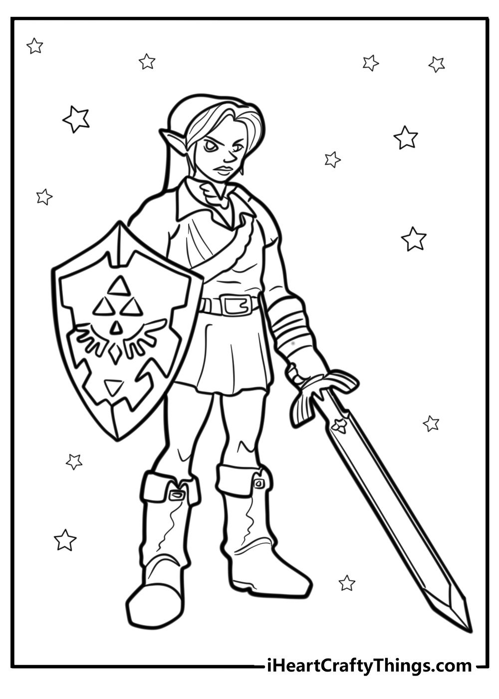 Link with master sword detailed smash bros coloring sheet