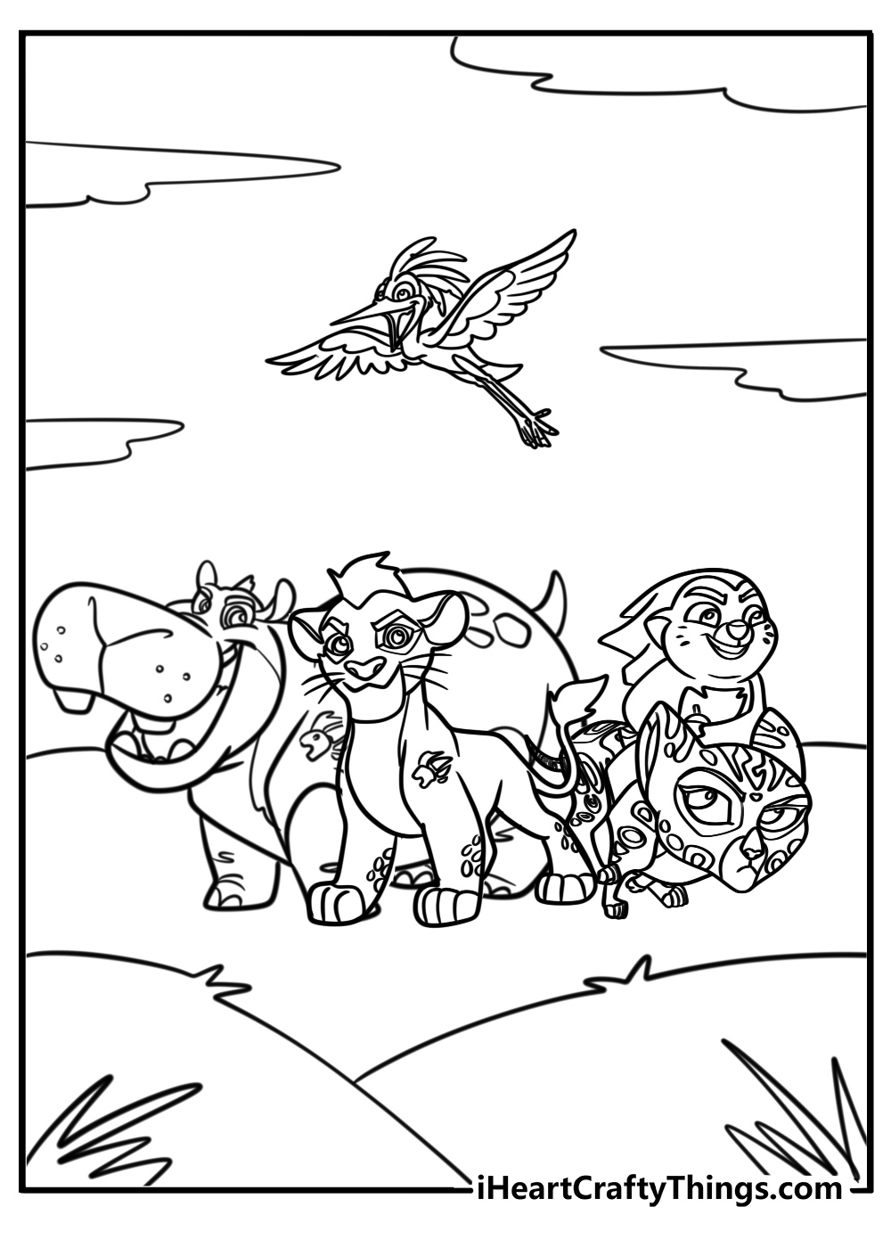 Lion guard team together fun coloring sheet