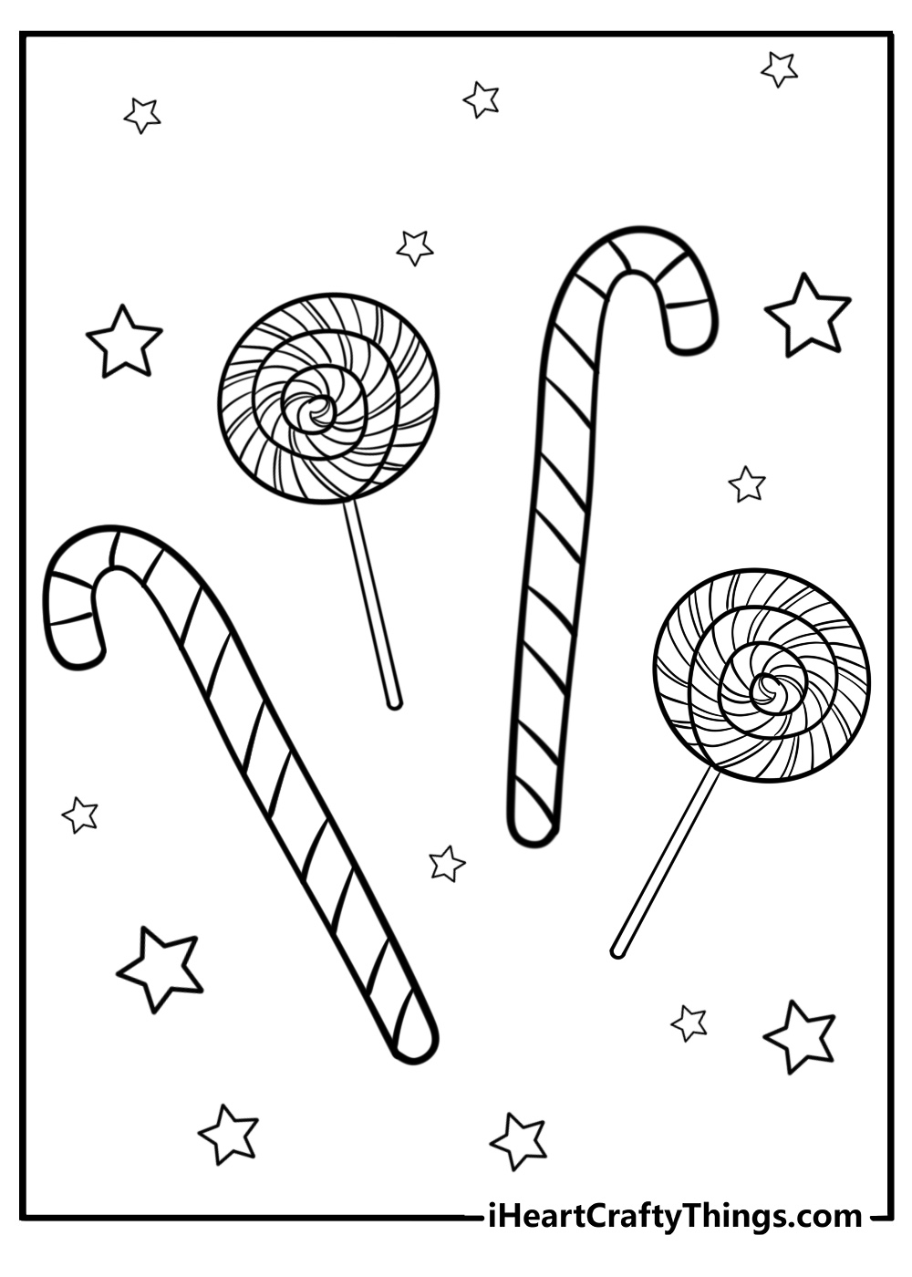 Lollipop and candy cane free coloring page pdf