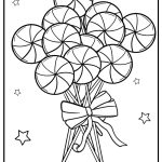 Lollipop bouquet with ribbons detailed coloring sheet