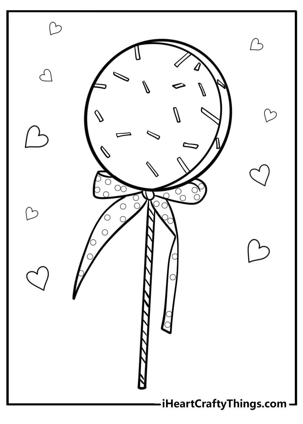 Lollipop with a bow and sparkles free coloring page pdf