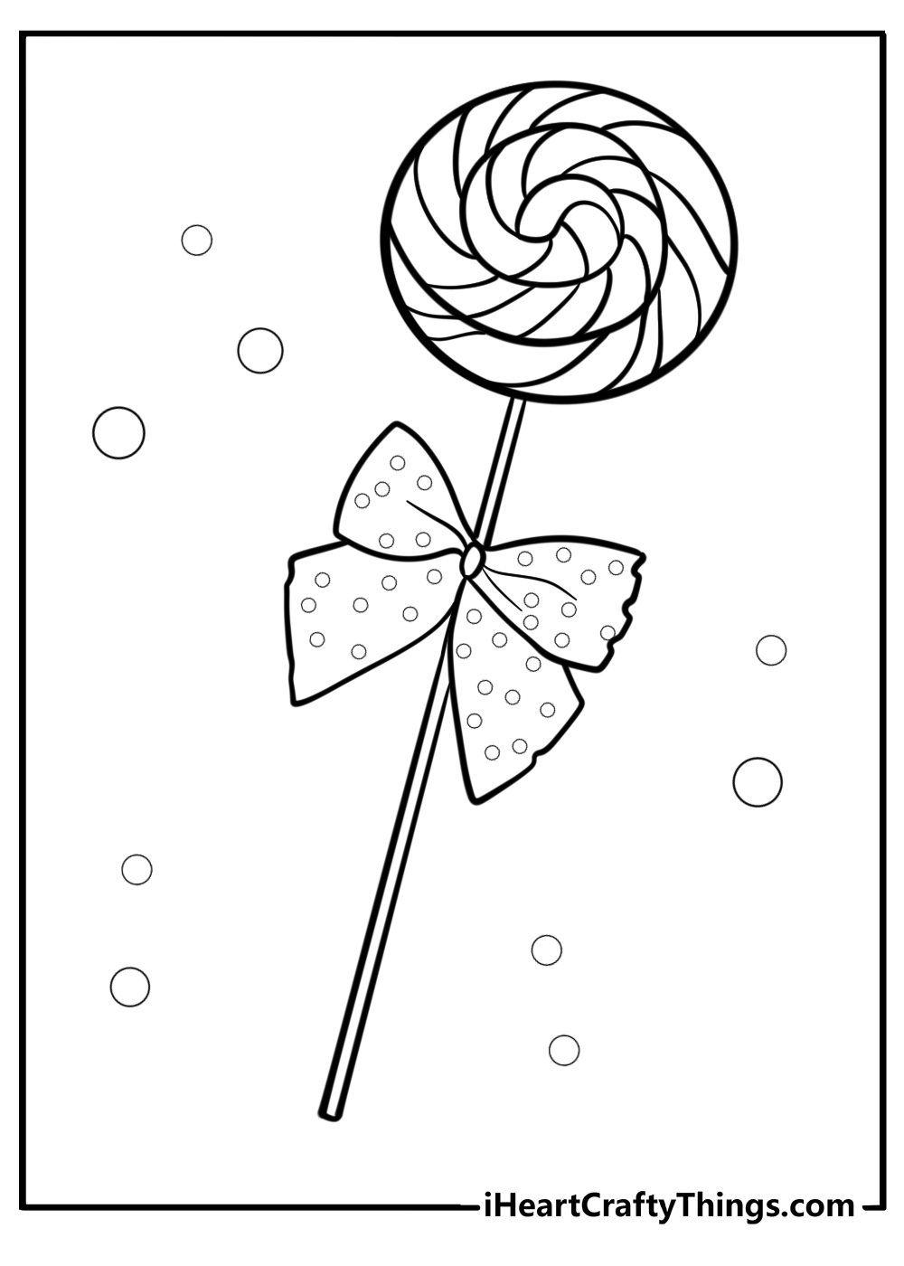 Lollipop with bow and ribbon free printable coloring sheet