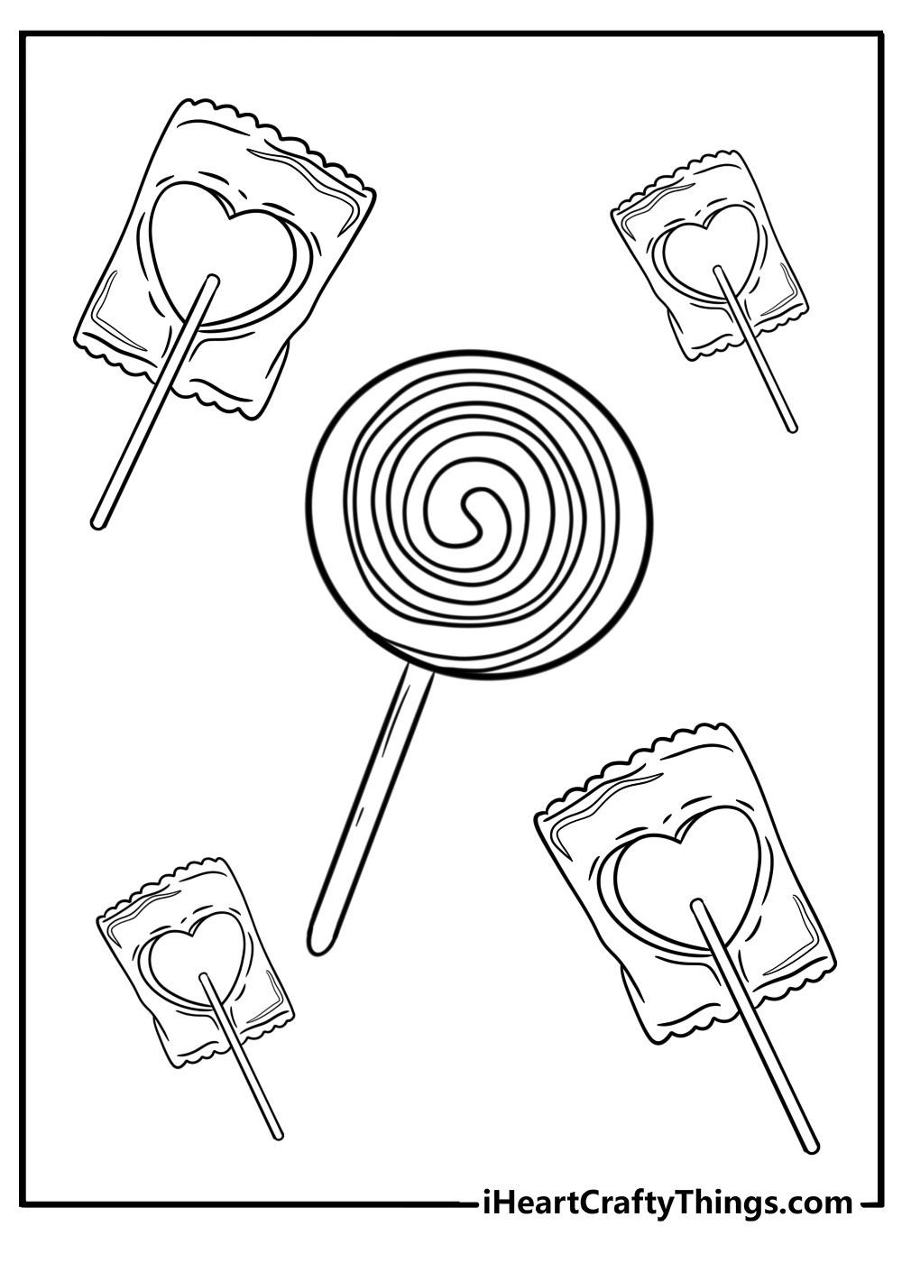 Lollipop with colorful swirls fun coloring sheet