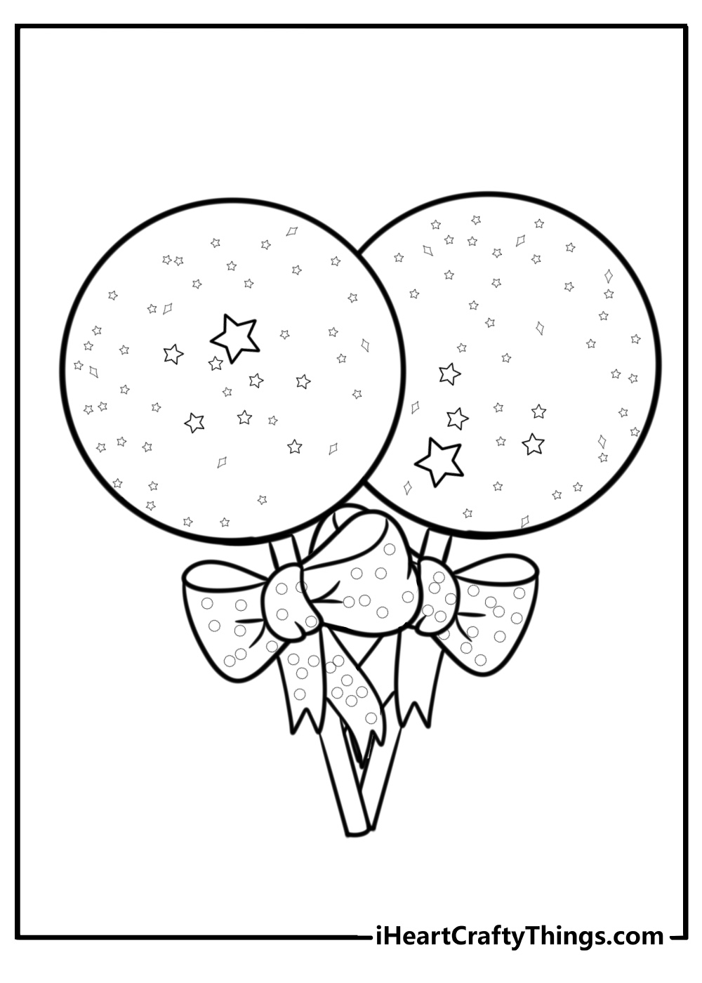 Lollipop with glittery stars detailed coloring sheet