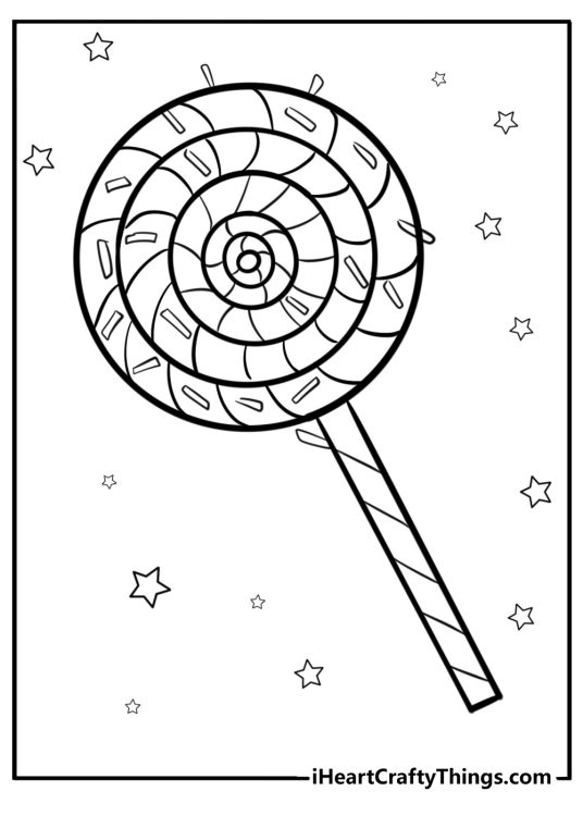 Lollipop with sprinkles fun coloring sheet