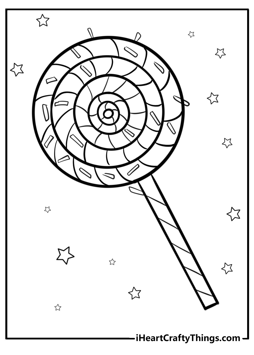 Lollipop with sprinkles fun coloring sheet