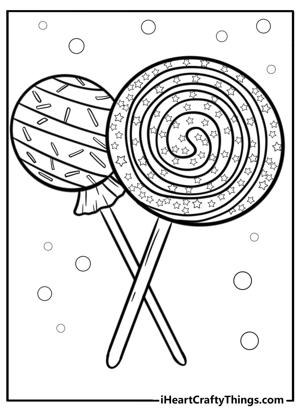 Lollipop with stars and sparkles detailed coloring sheet